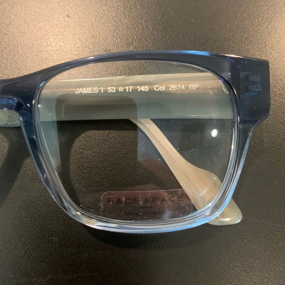 FACE A FACE JAMES 1 Col. 2674 Blue & Beige 53mm Square Eyeglasses